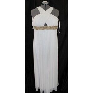 Cache’ White Maxi Dress Size 0 Embellished Long Formal Hand Beaded Gown